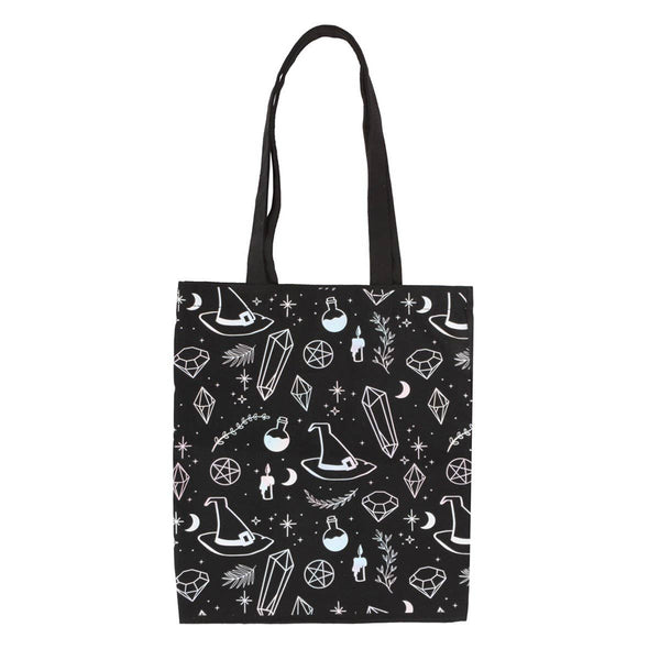 Crystal Witch Print Poly Cotton Tote Bag
