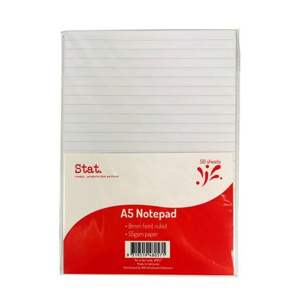Stat A5 Ruling Notepad 8mm 50pcs (White)