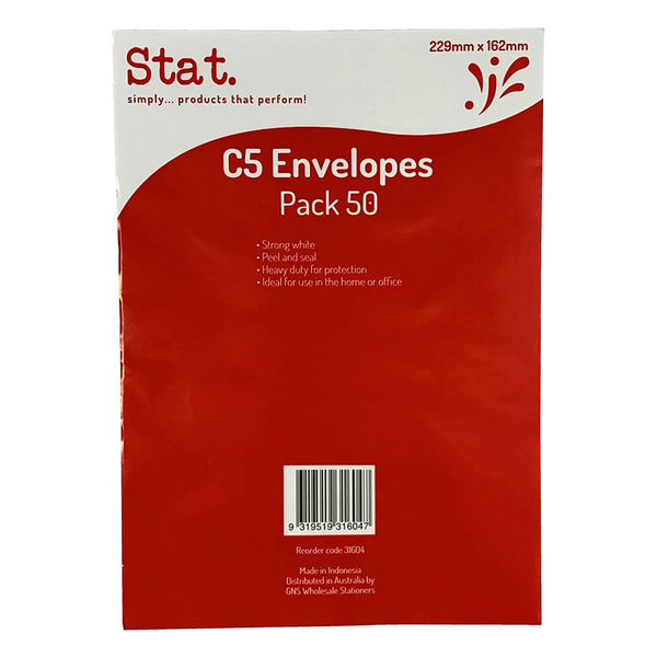 Stat Peel and Seal C5 Envelope 50pcs (White)