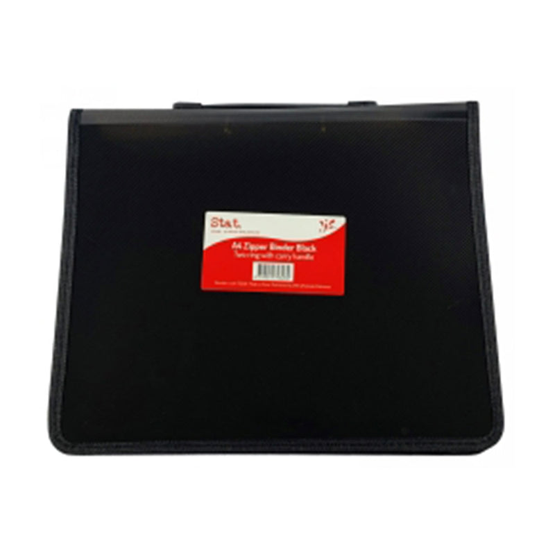 Stat A4 Binder 2-Ring with Zipper & Handle (Black)