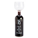 Feliz cumpleaños botella de vino copa