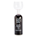 Feliz cumpleaños botella de vino copa