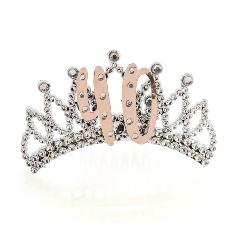  Tiara de oro rosa y plata