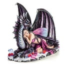 Large Sleeping Rose Fairy Figurine With Dragon