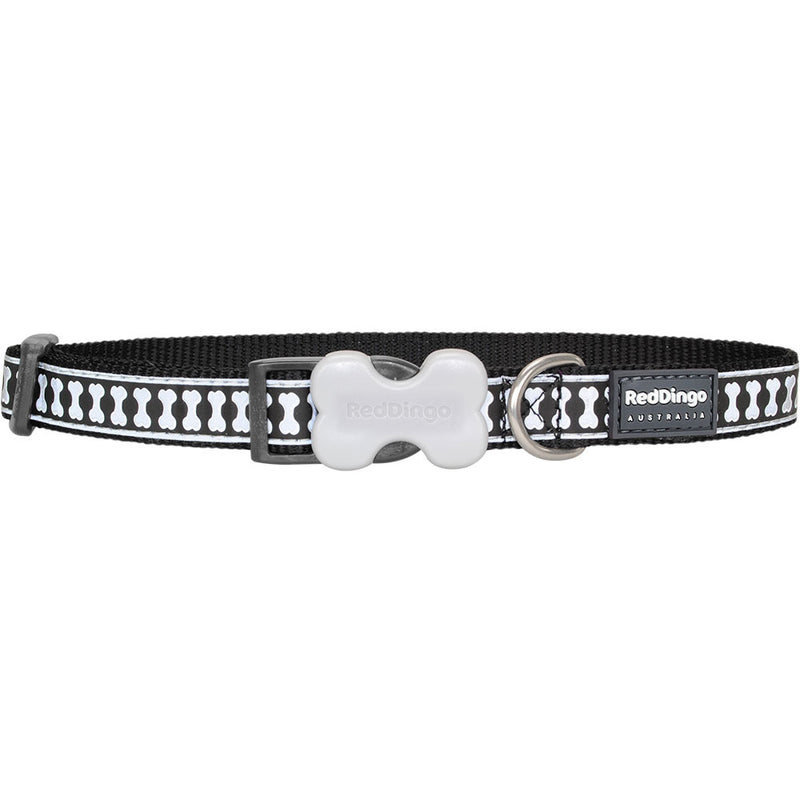  Collar para perro con diseño de huesos reflectantes (negro)