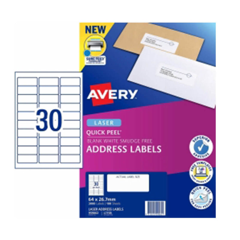 Avery Laser Dirección Etiqueta White (100pk)