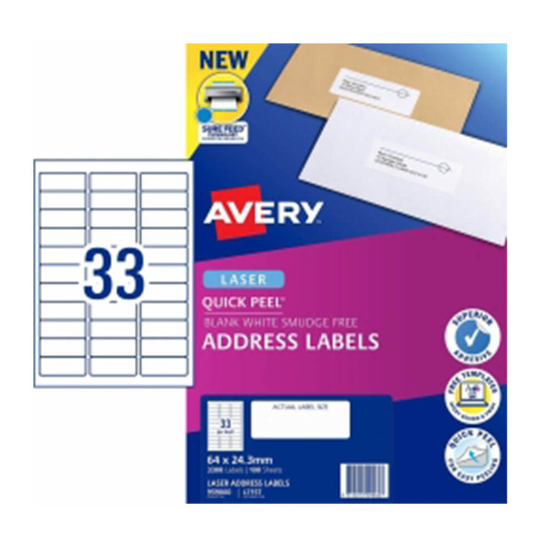 Avery Laser Dirección Etiqueta White (100pk)