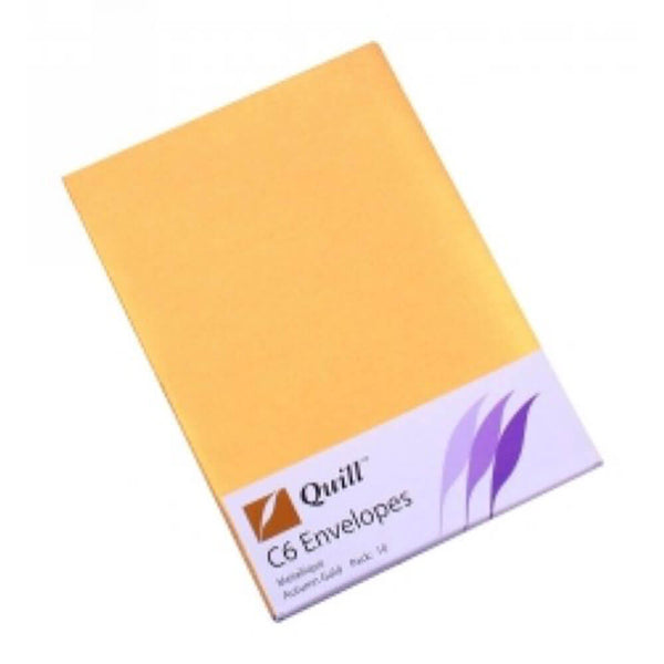Quill Metallique Envelopes 10pk C6 (Gold)